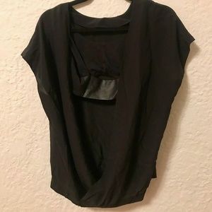 CLUB MONACO Black Open Back Silk Top With Bra